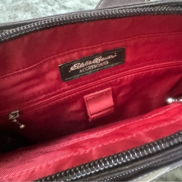 Eddie Bauer brown nylon crossbody bag purse multi-compartments - Picture 6 of 9